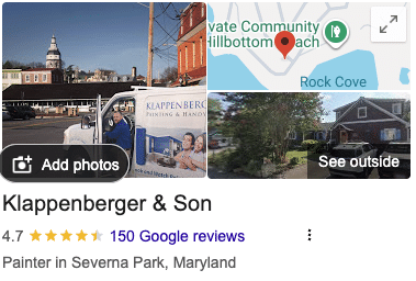 severna park google business profile - 150 google reviews
